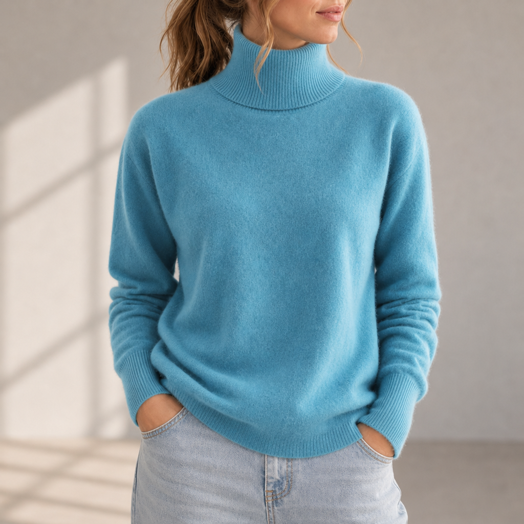 Javea Cashmere Turtleneck Sweater in Blue