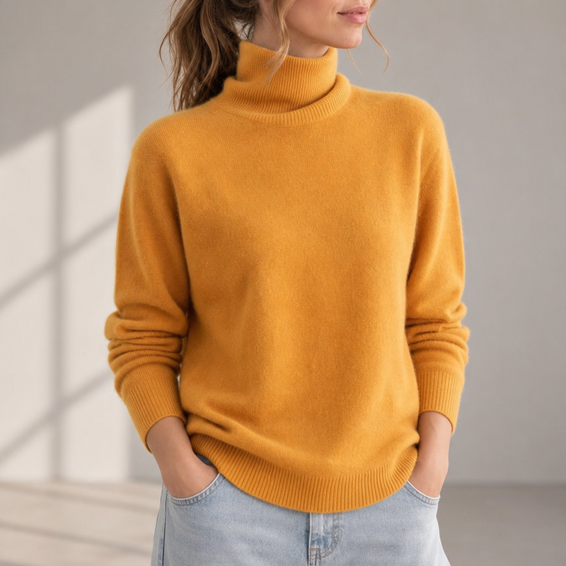 Javea Cashmere Turtleneck Sweater in Orange