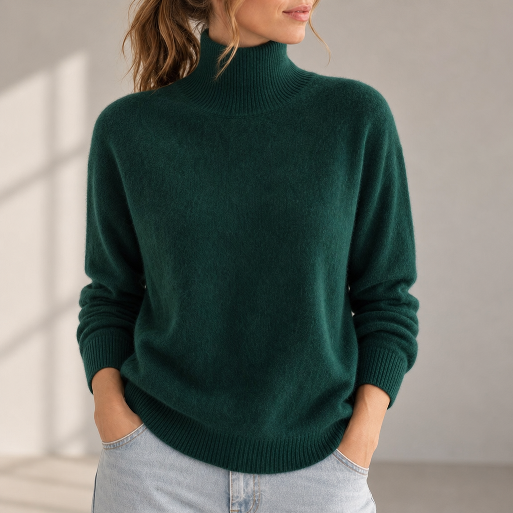 Javea Cashmere Turtleneck Sweater in Vegetable Green
