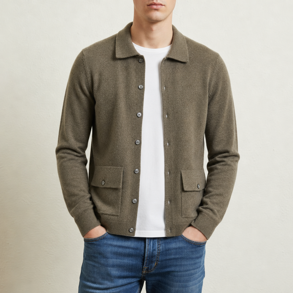 Jerez Cashmere Knit Cardigan in Green