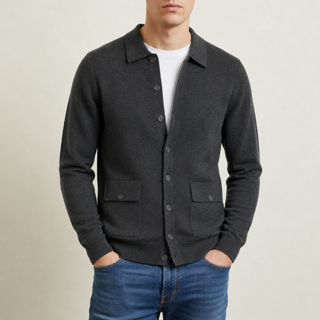 Jerez Cashmere Knit Cardigan in Black