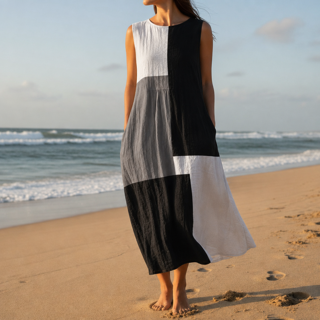 Kakopetria Geometric Print Midi Dress in Black