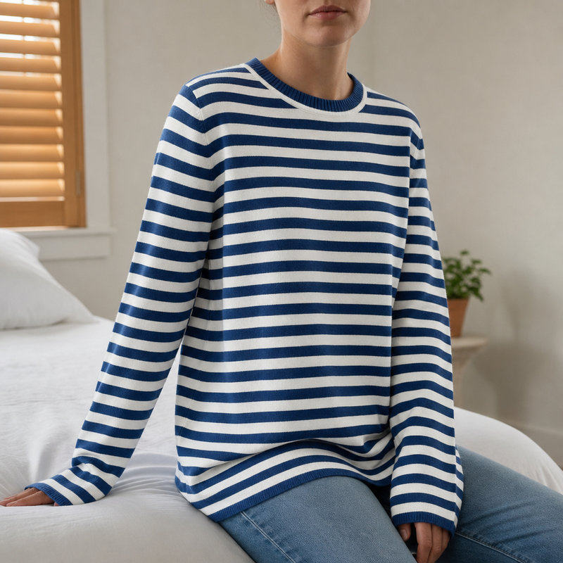 Kalymnos Striped Knit Top in Azure Blue