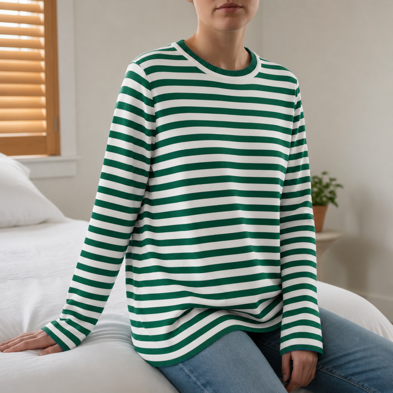 Kalymnos Striped Knit Top in Saphire Green
