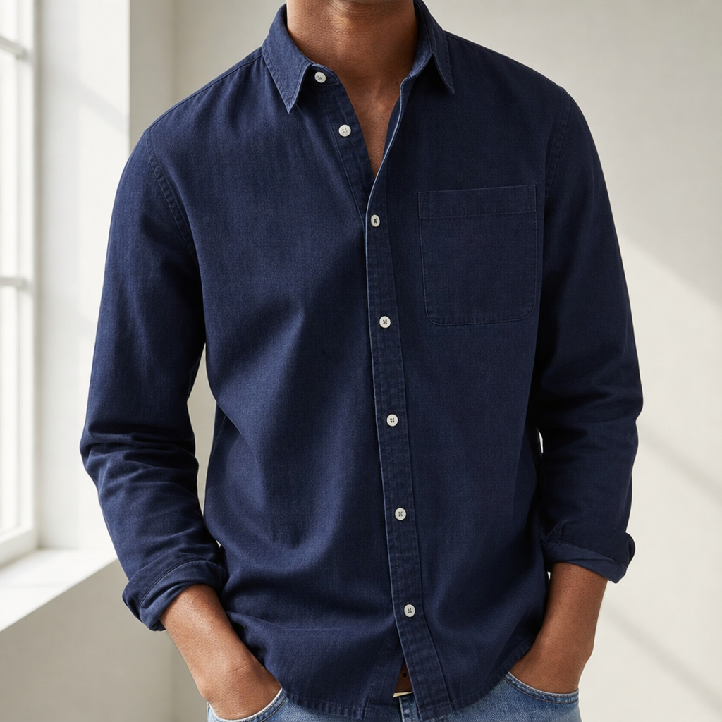 Lecce Classic Denim Shirt in Navy