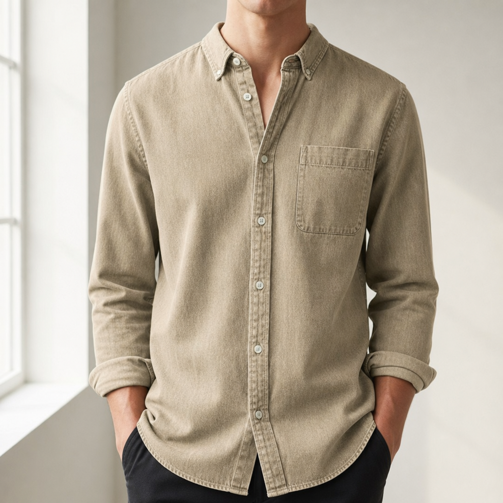 Lecce Classic Denim Shirt in Beige