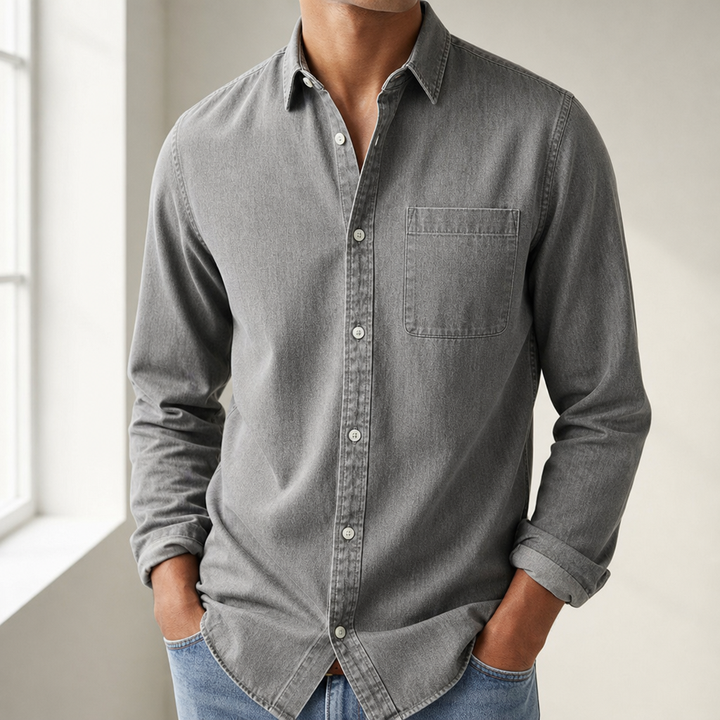 Lecce Classic Denim Shirt in Gray