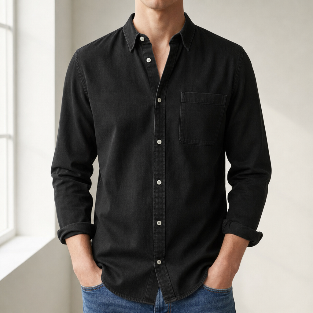 Lecce Classic Denim Shirt in Black