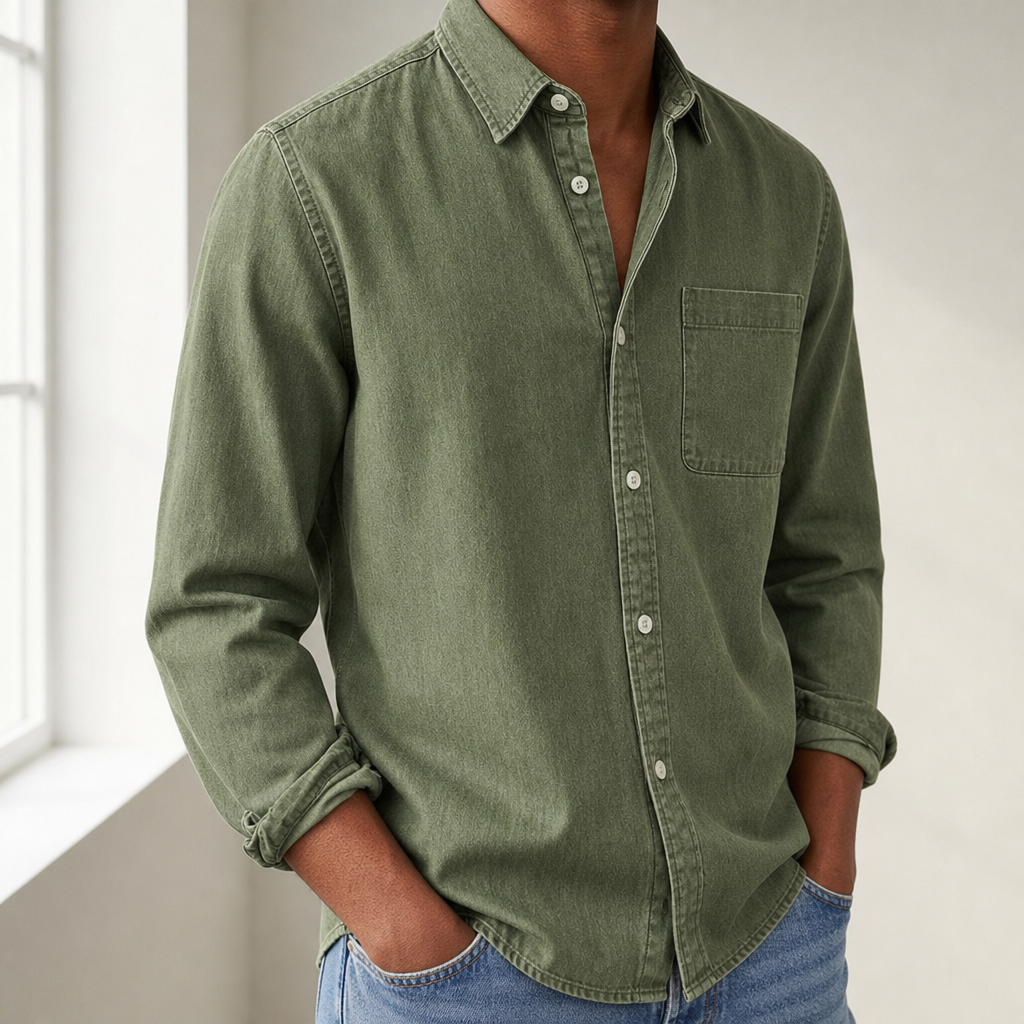 Lecce Classic Denim Shirt in Green