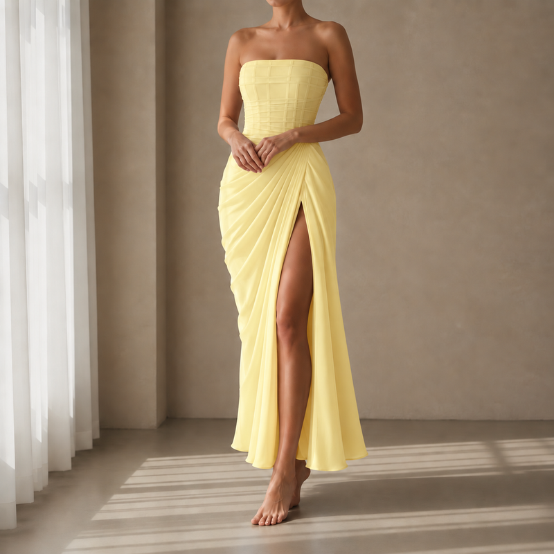 Viana Draped Corset Maxi Dress