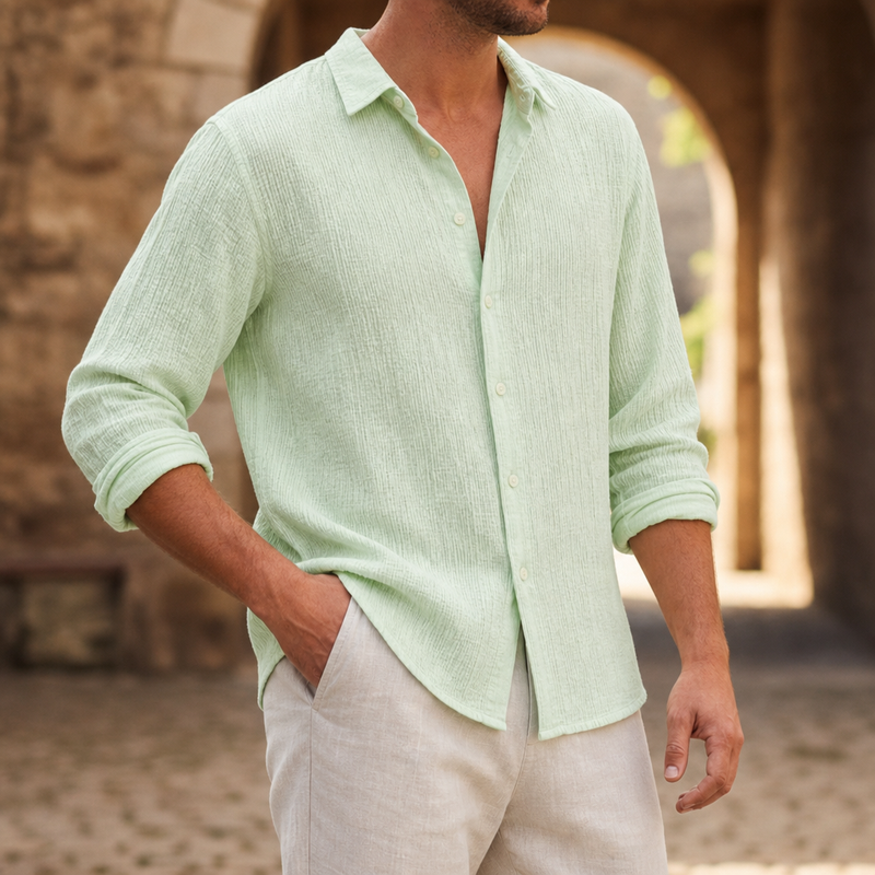 Lerici Linen Blend Shirt in Light Green