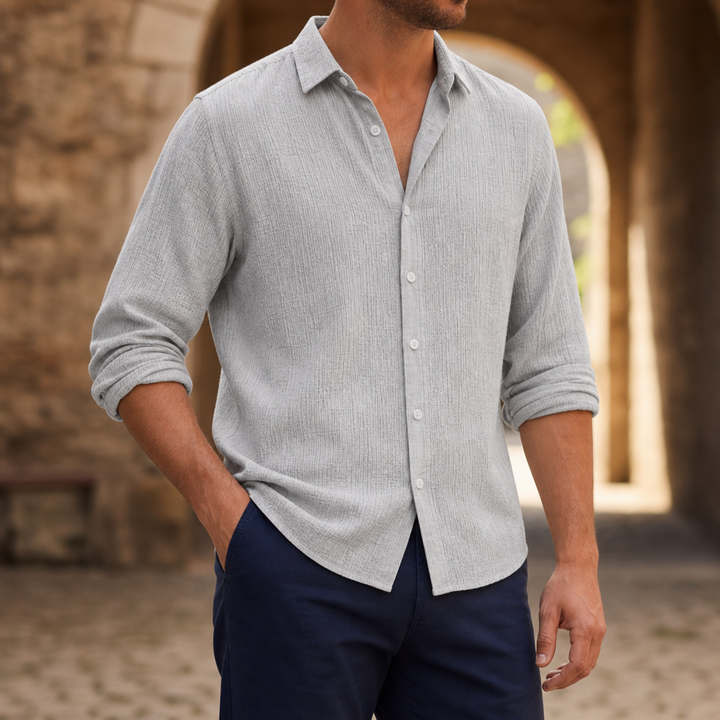 Lerici Linen Blend Shirt in Light Gray
