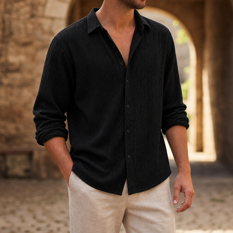 Lerici Linen Blend Shirt in Black