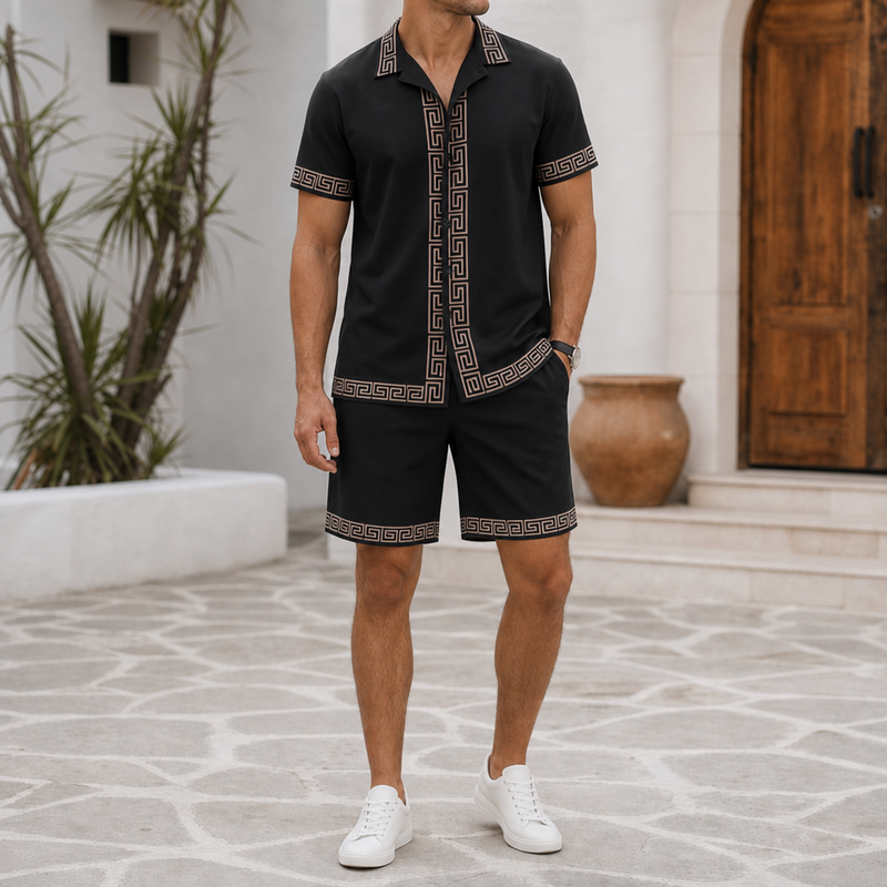 Limassol Greek Key Matching Set in Black