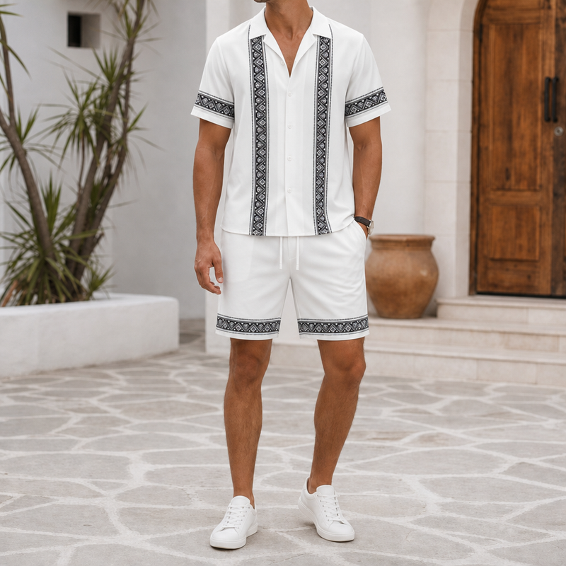 Limassol Greek Key Matching Set in White