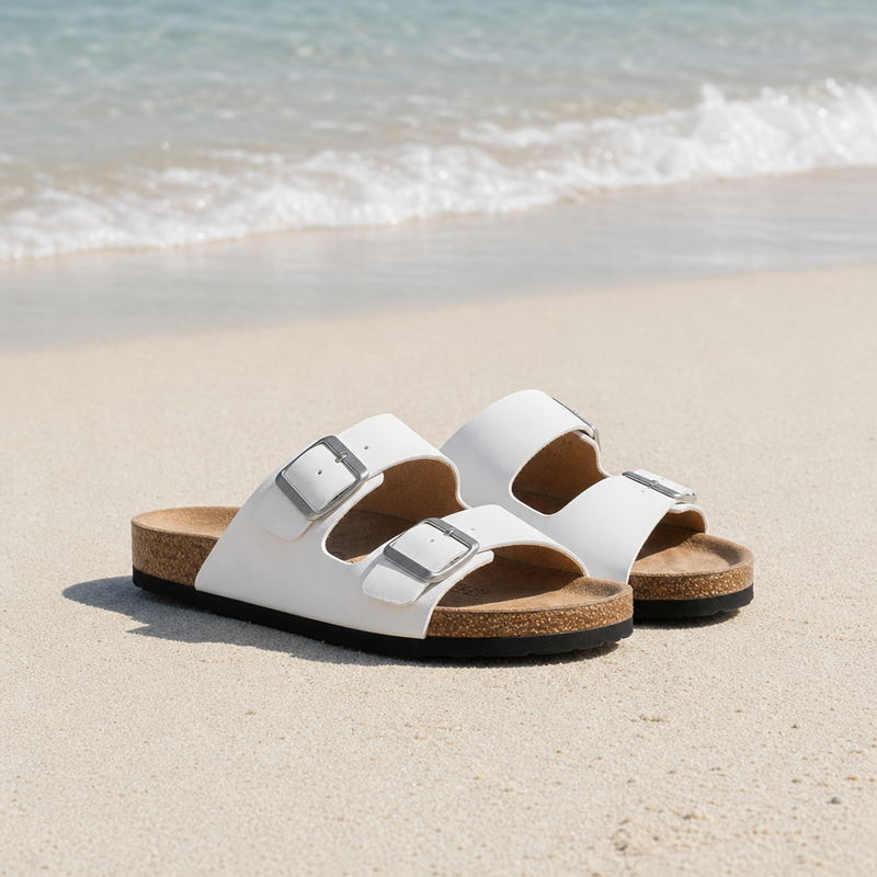 Mantova Double Strap Buckle Sandals in White