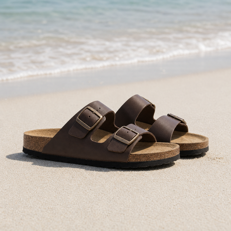 Mantova Double Strap Buckle Sandals in Brown