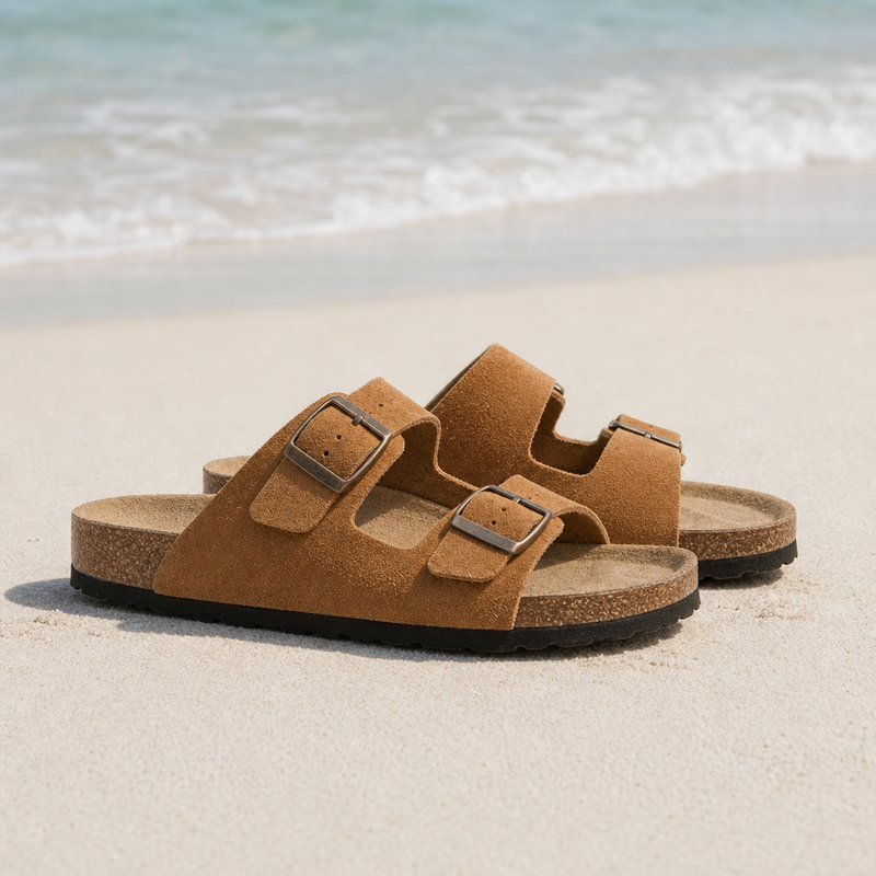 Mantova Double Strap Buckle Sandals in Bronze