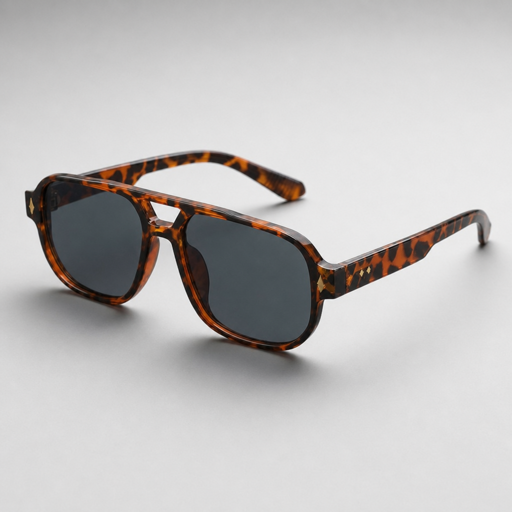 Men's Cefalu Sunglasses in Black & Leopard