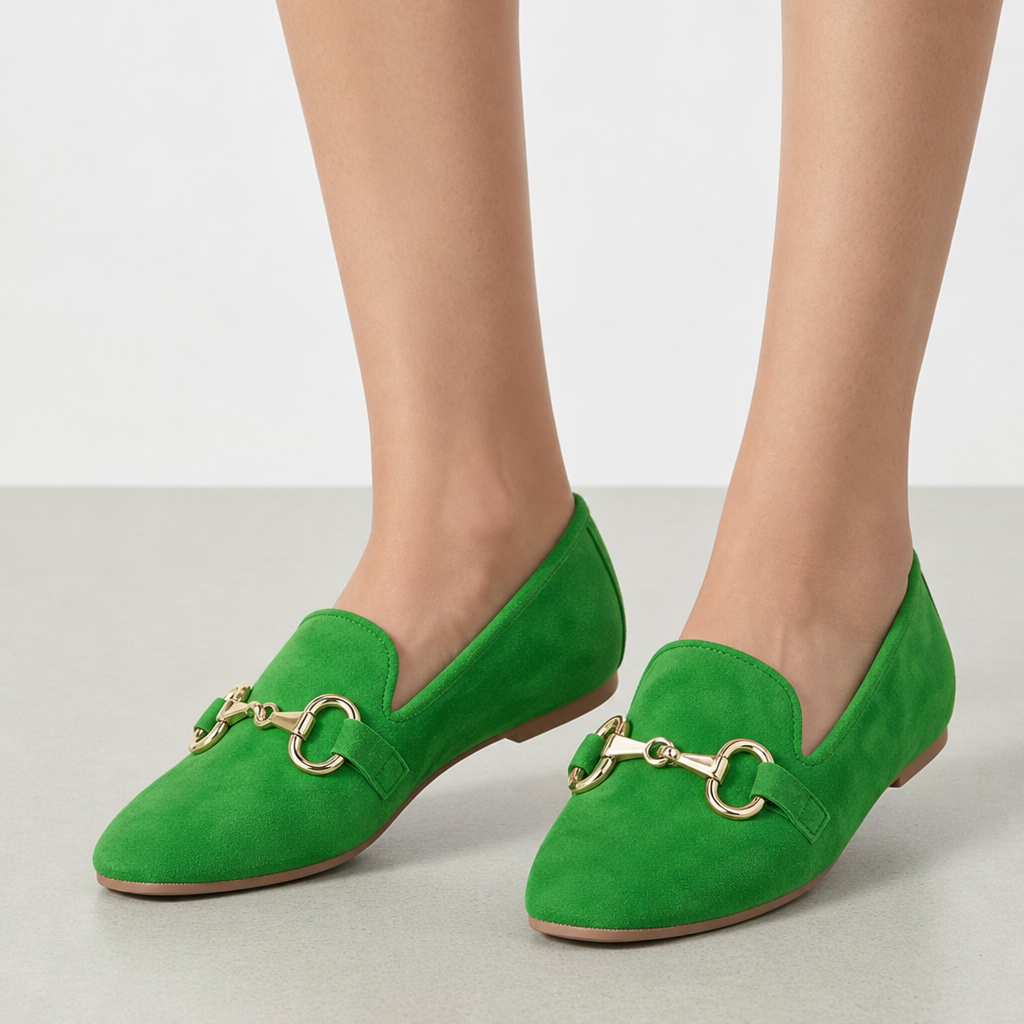 Meteora Orthopedic Suede Horsebit Loafers in Green