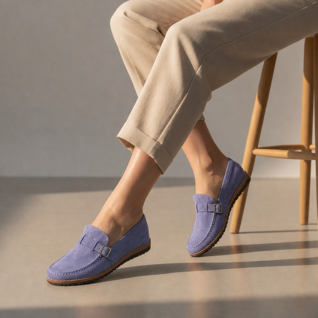 Mijas Orthopedic Suede Loafers in Purple