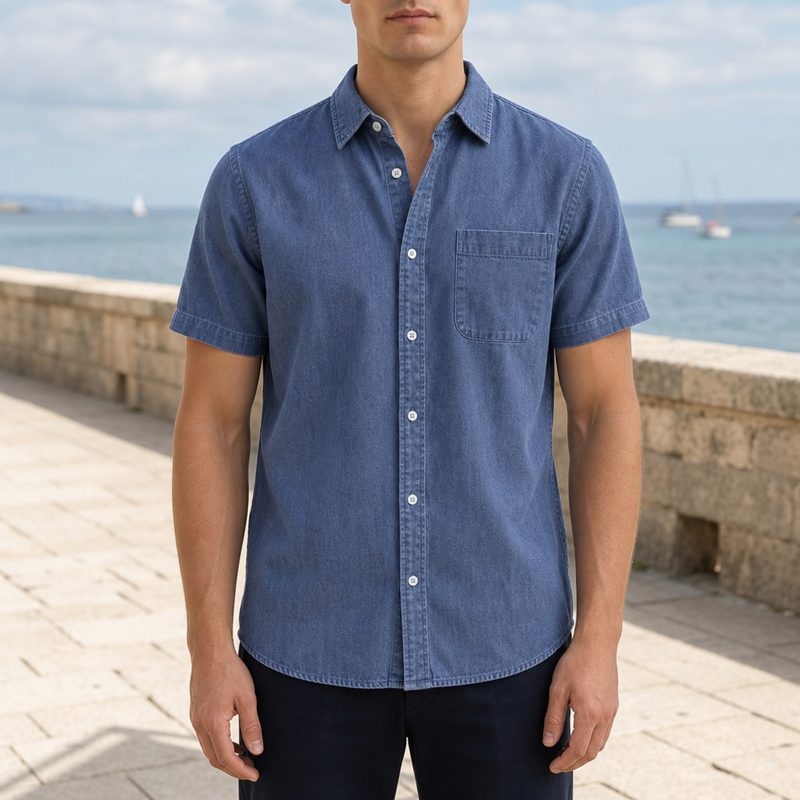 Modica Denim Button-Down Shirt in Blue