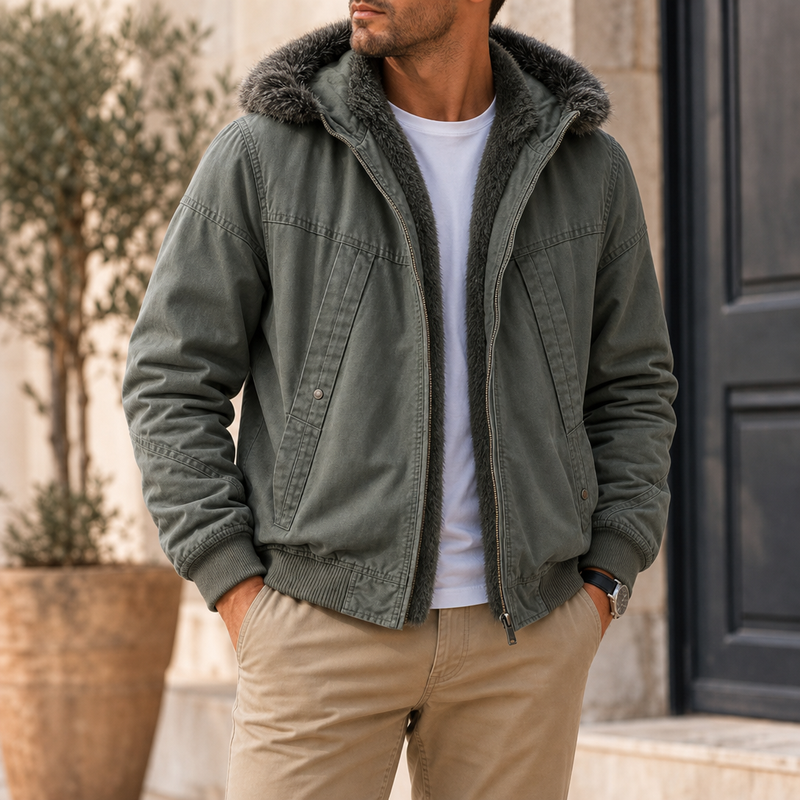 Mojacar Fleece-Lined Cargo Jacket in Green