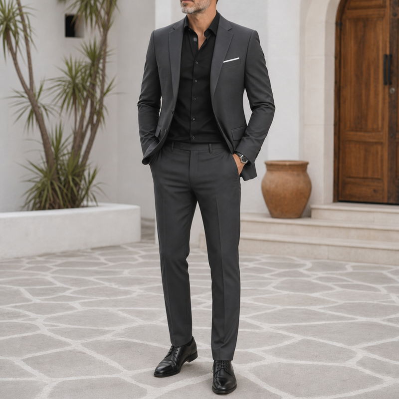 Monsaraz Slim Fit Suit Set in Dark Gray