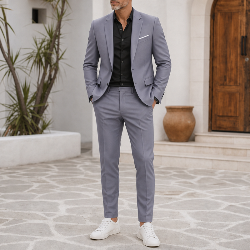 Monsaraz Slim Fit Suit Set in Gray