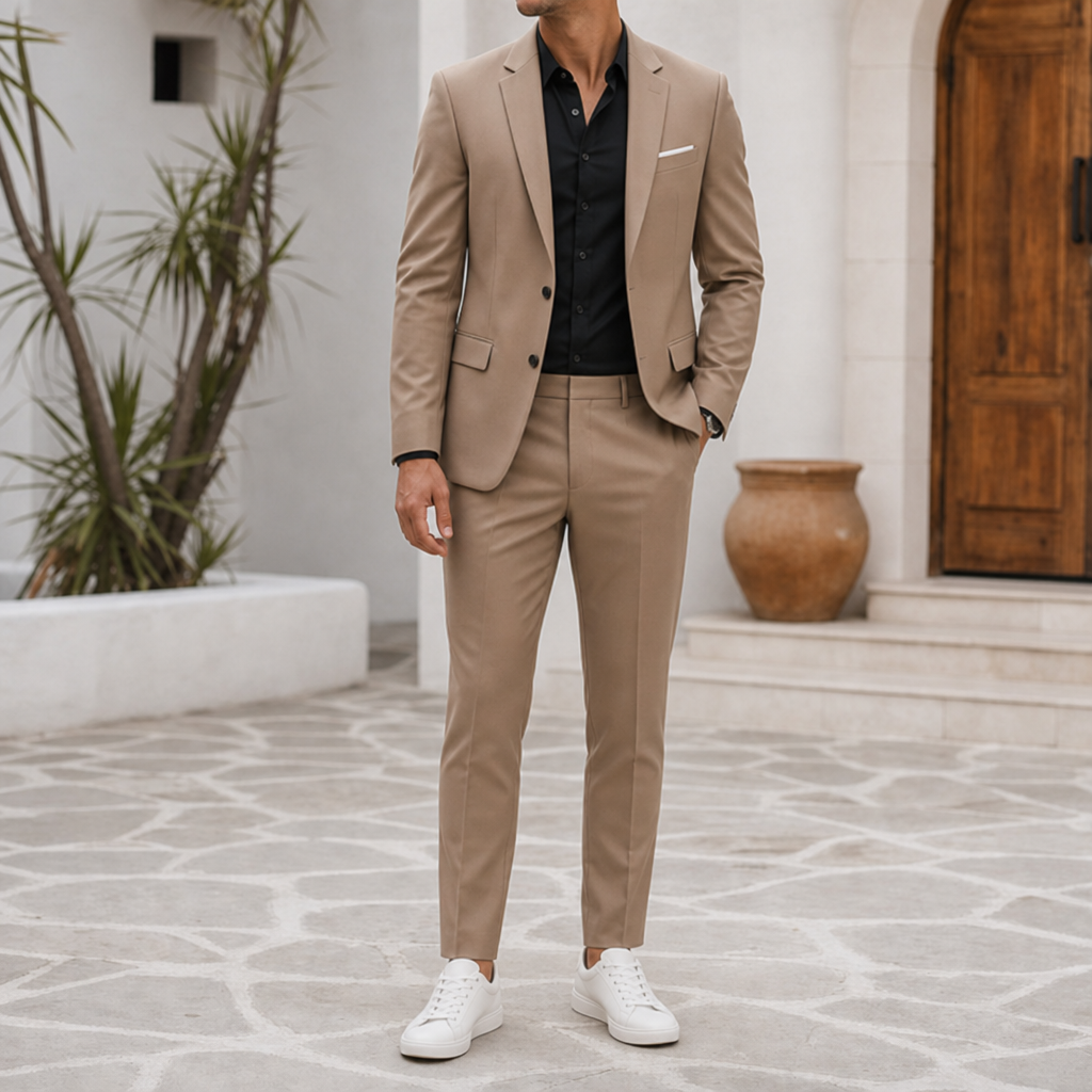 Monsaraz Slim Fit Suit Set in Khaki