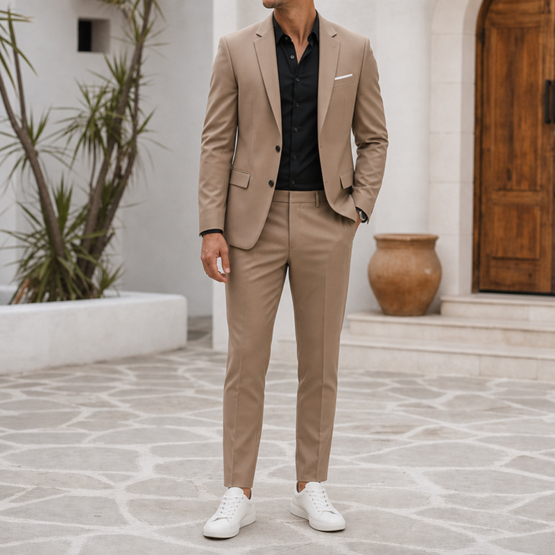 Monsaraz Slim Fit Suit Set in Khaki