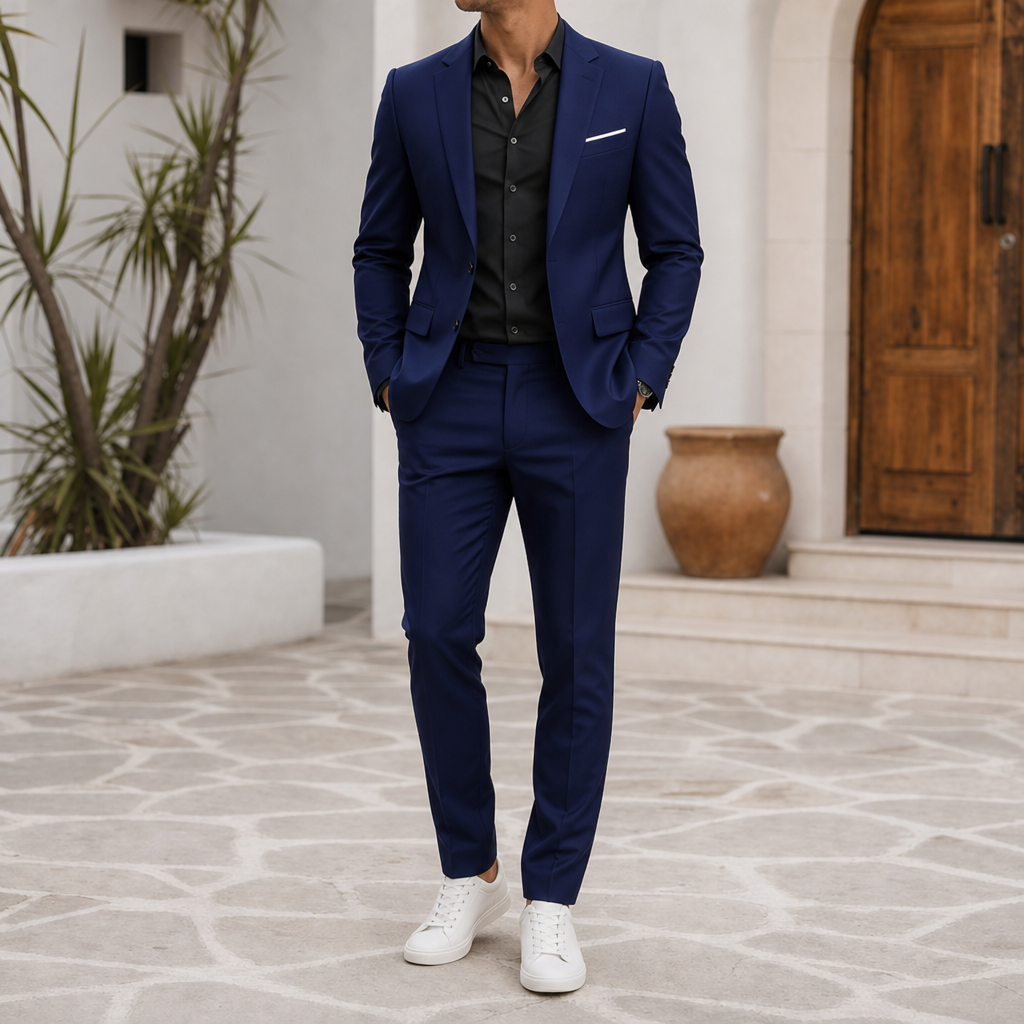 Monsaraz Slim Fit Suit Set in Navy Blue