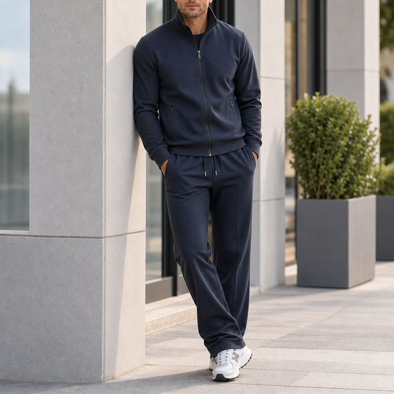Montepulciano Zip-Up Tracksuit Set in Navy