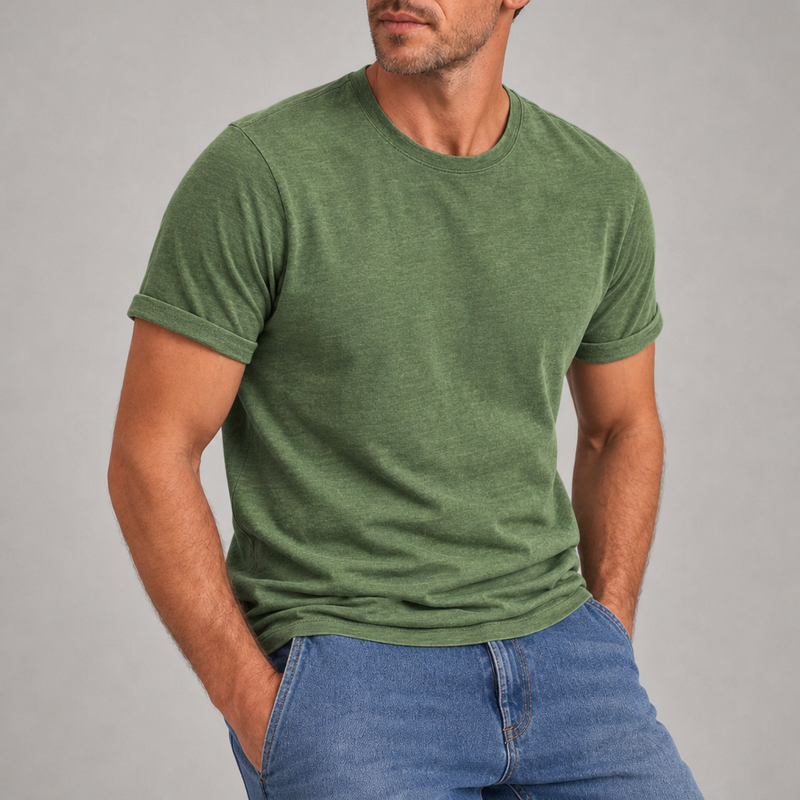 Mougins Vintage Cotton T-Shirt in Army Green