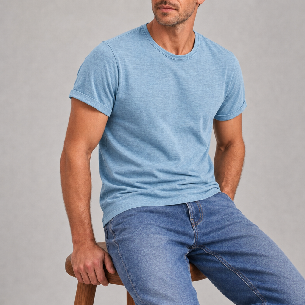 Mougins Vintage Cotton T-Shirt in Azure