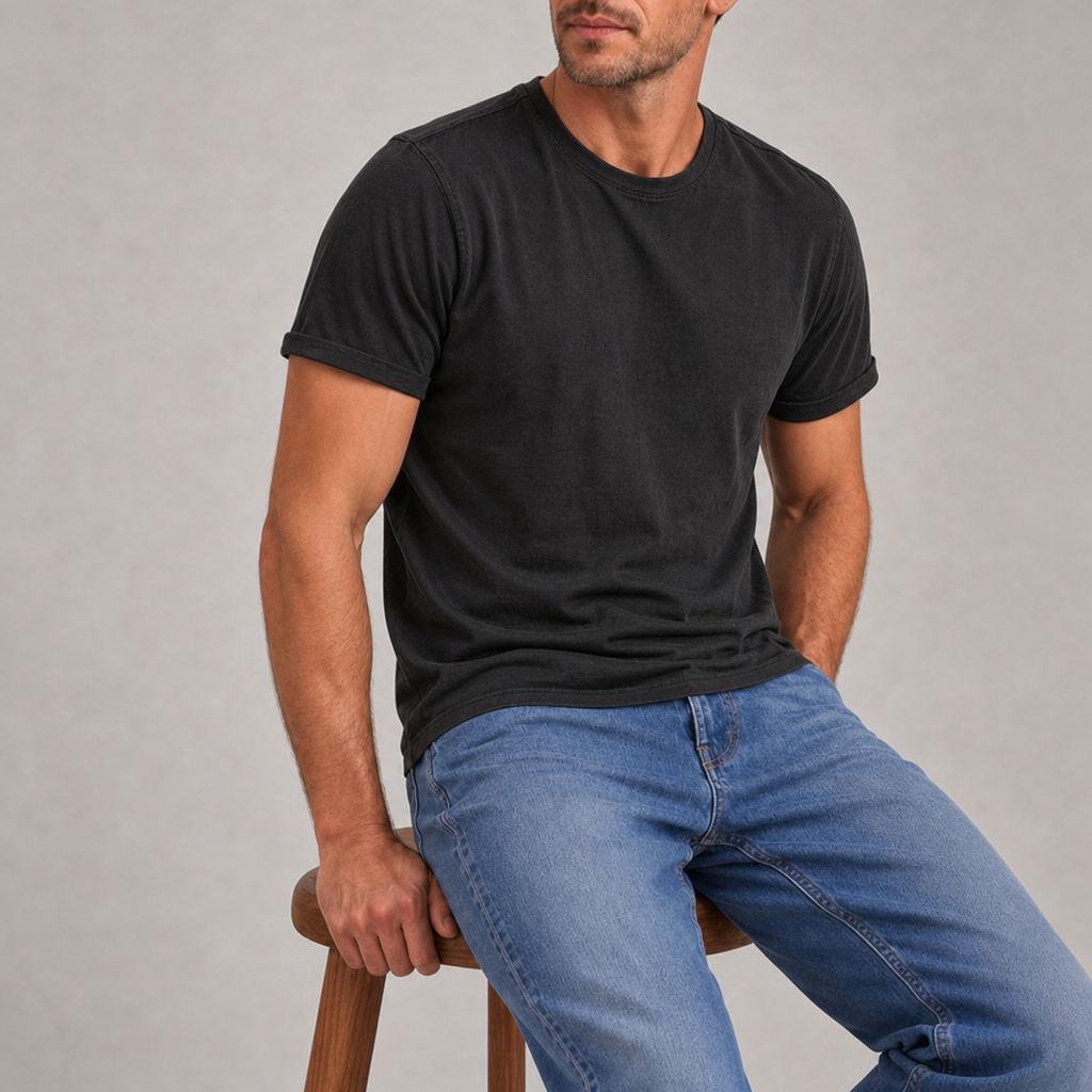 Mougins Vintage Cotton T-Shirt in Classic Black