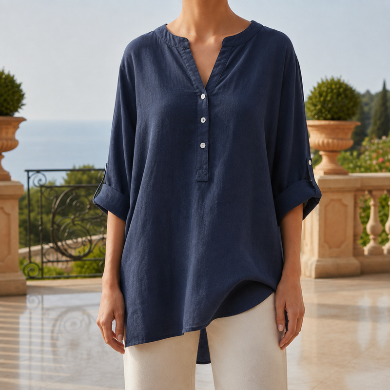 Santander Linen Button-Up Tunic