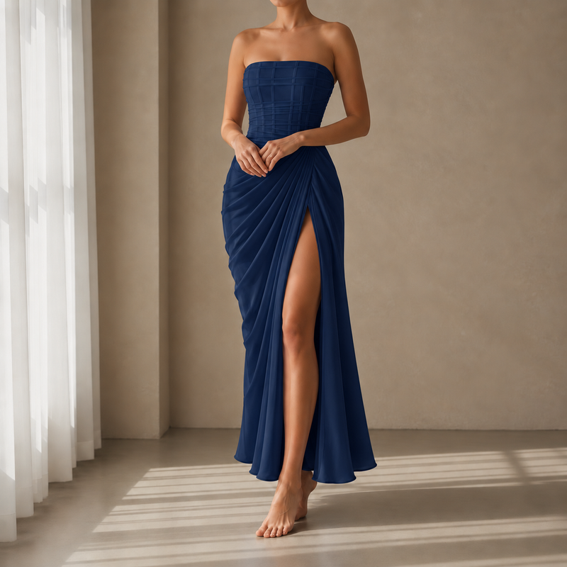 Viana Draped Corset Maxi Dress