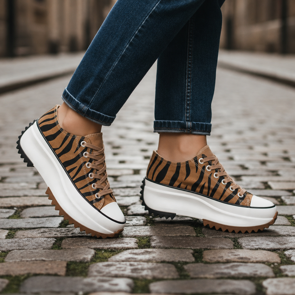 Nerja Orthopedic Platform Canvas Sneakers in Tiger Stripe