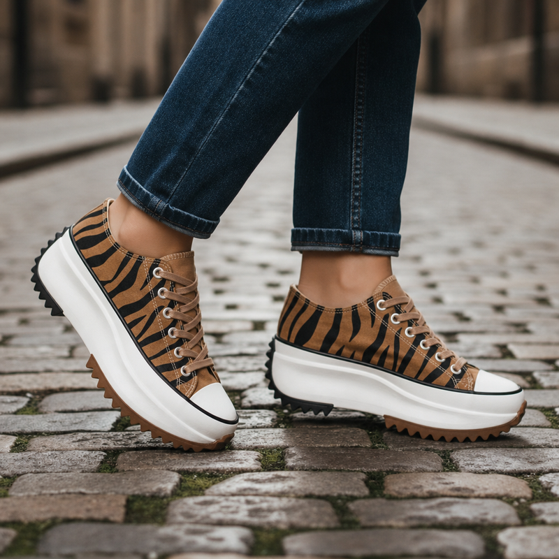 Nerja Orthopedic Platform Canvas Sneakers in Tiger Stripe