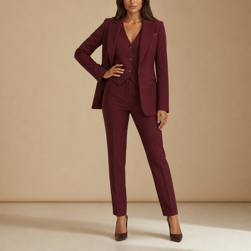 Nimes Three-Piece Blazer Set in Red