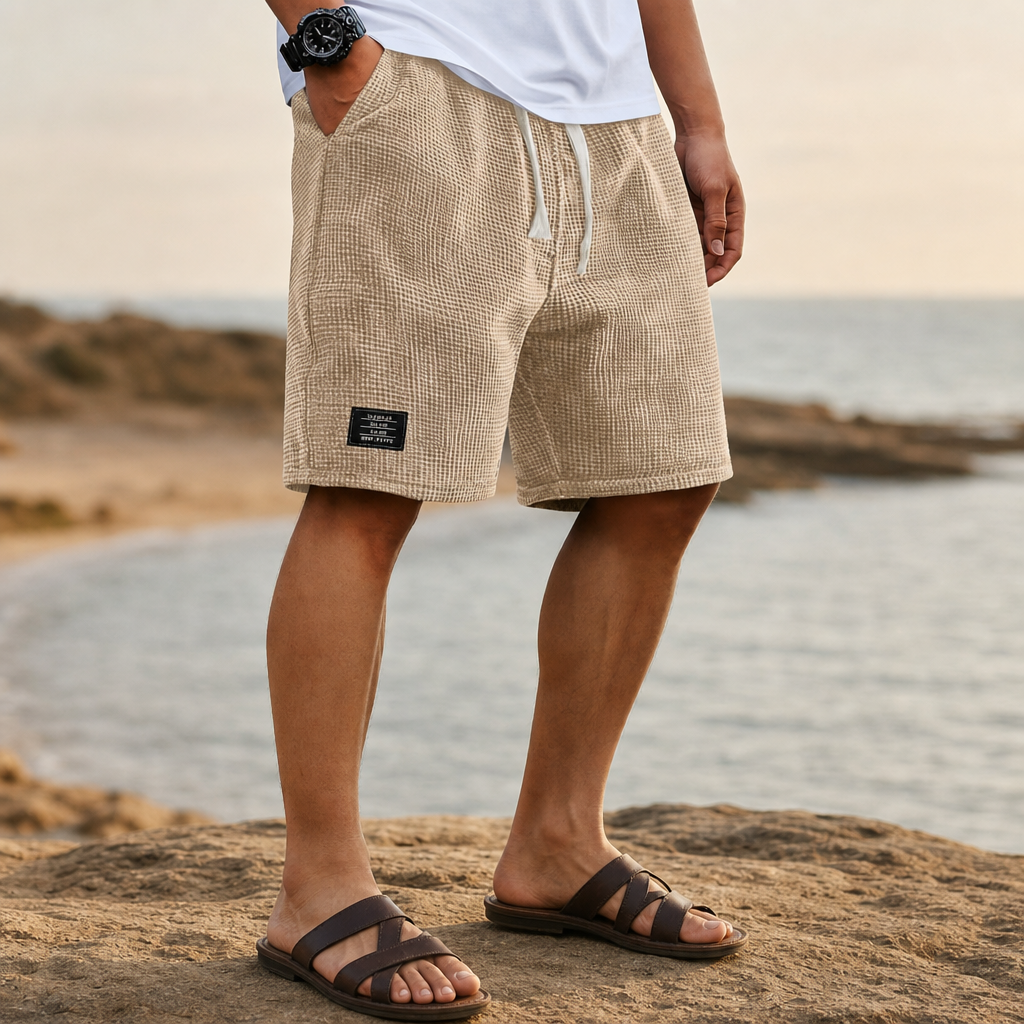 Obidos Waffle Knit Shorts in Beige