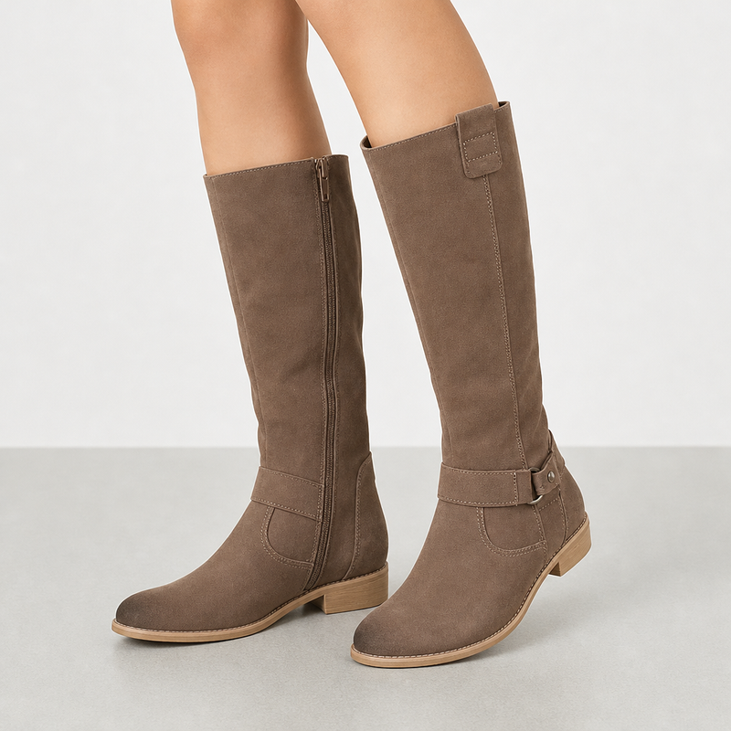 Otranto Orthopedic Suede Knee-High Boots in Brown