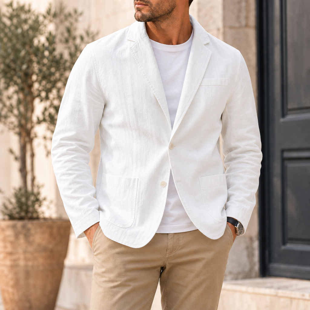 Palamos Linen Casual Blazer in White