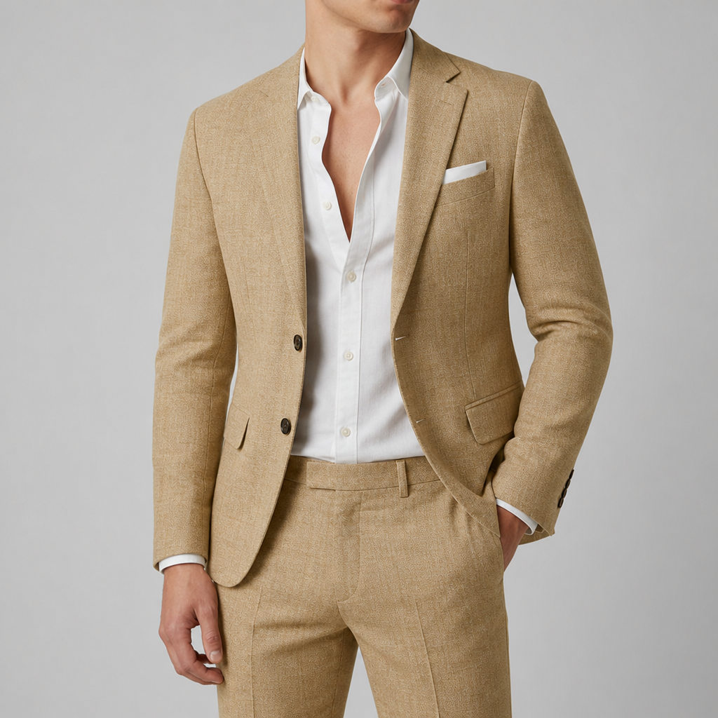 Paxos Slim Fit Suit Set in Khaki