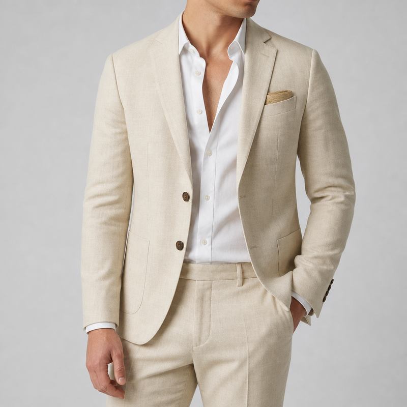 Paxos Slim Fit Suit Set in Beige