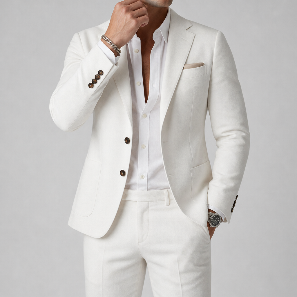 Paxos Slim Fit Suit Set in White
