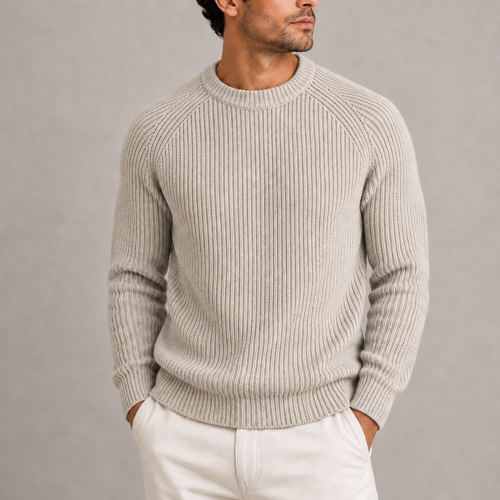 Perugia Fisherman Rib Knit Sweater in Apricot