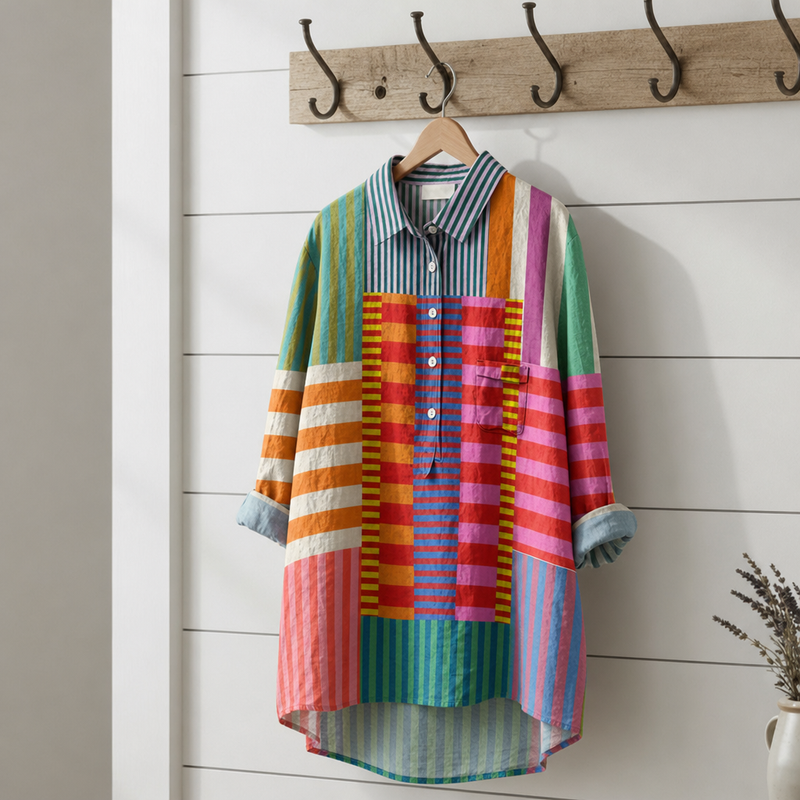 Pienza Color Block Stripe Shirt in Multicolor