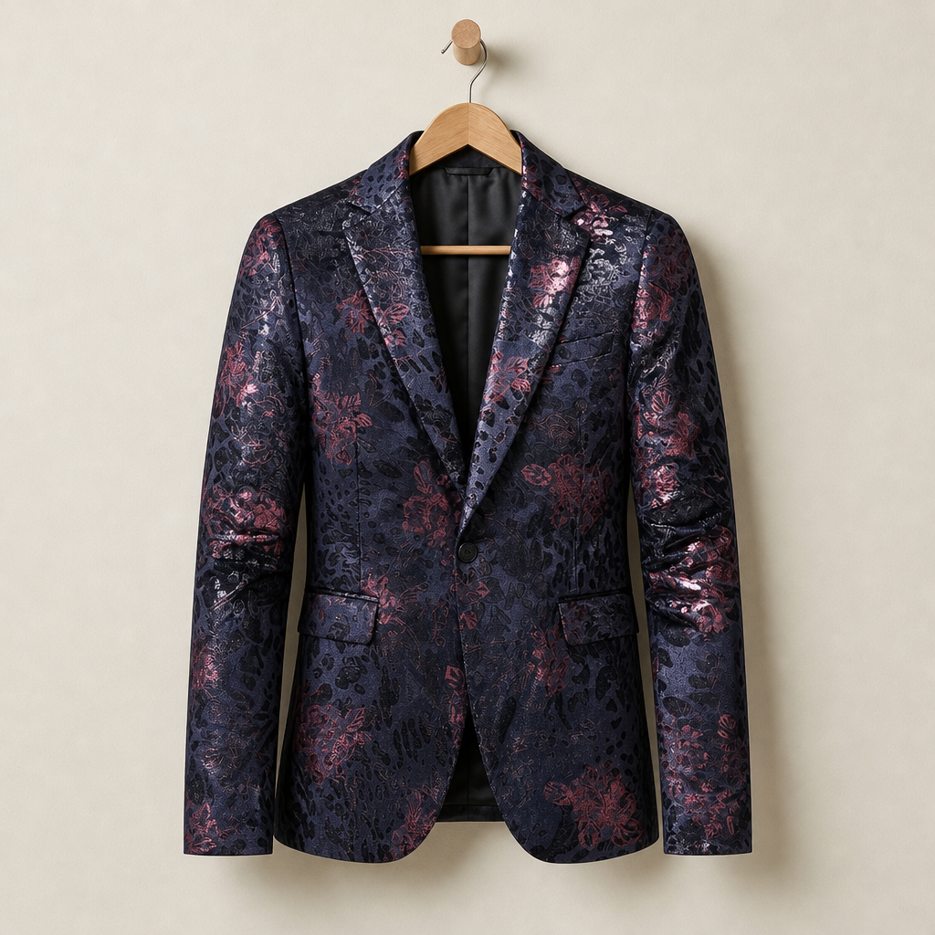 Pienza Metallic Floral Jacquard Blazer in Purple